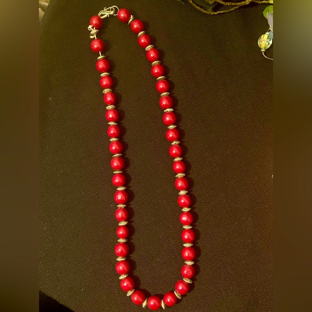 Vintage Red Beaded Necklace